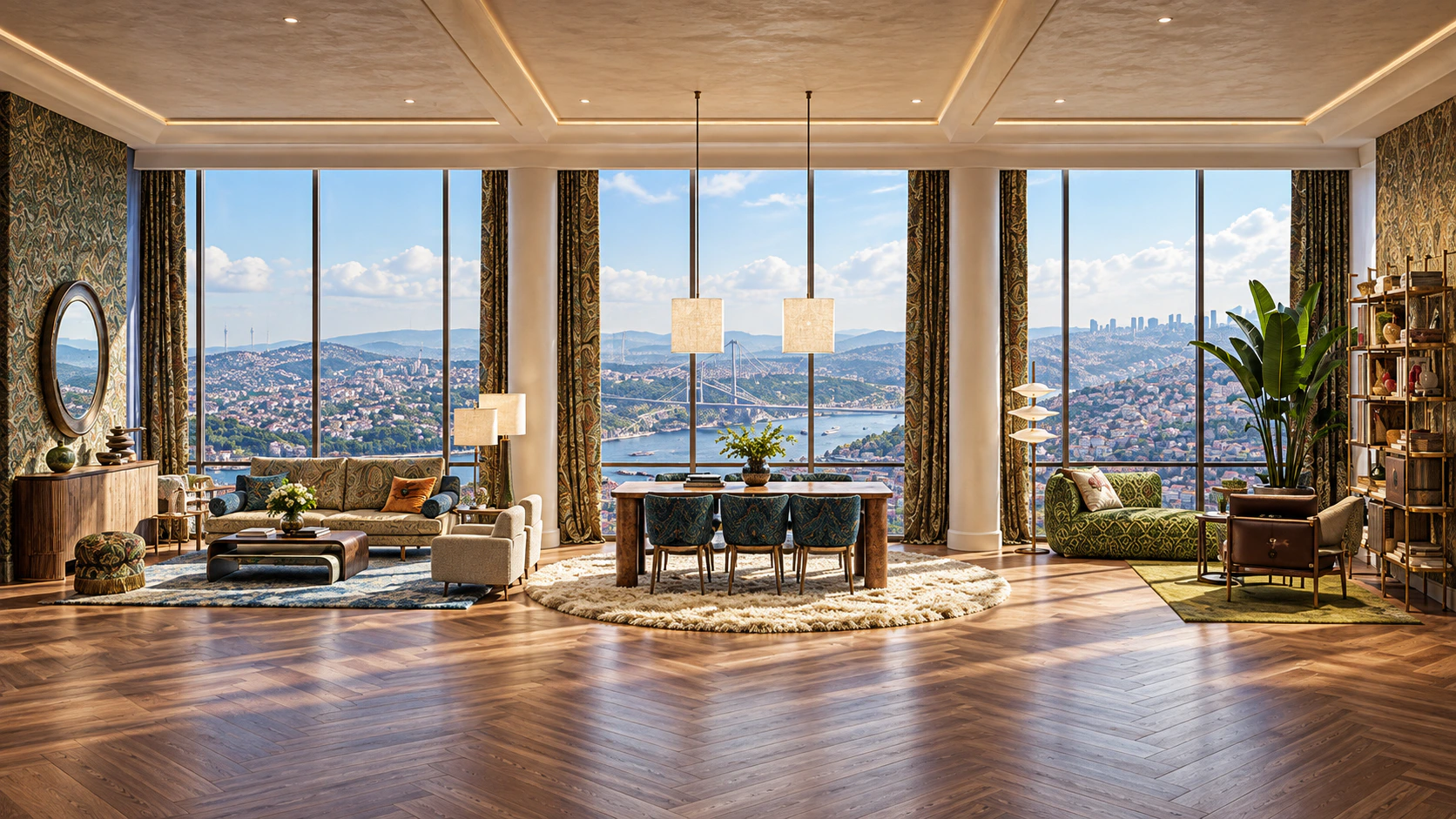 ETRO living and dining residence with panoramic Istanbul views
