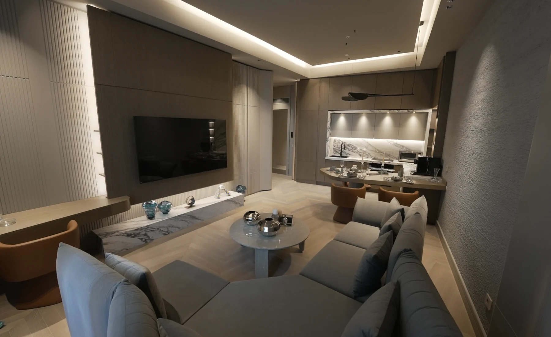 Second living-room perspective in the 1+1 show residence