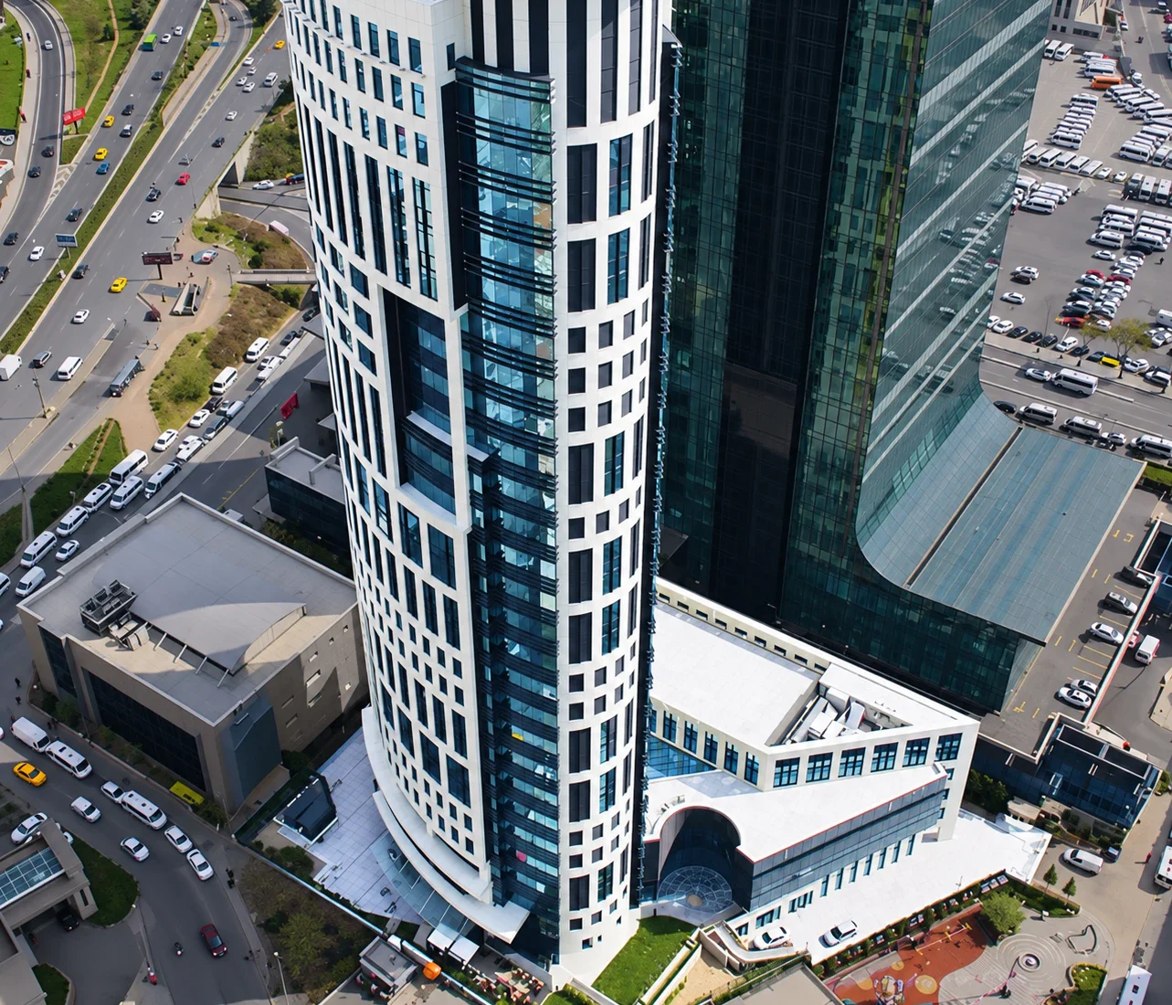 Restored aerial view of the Alya Residence Levent tower