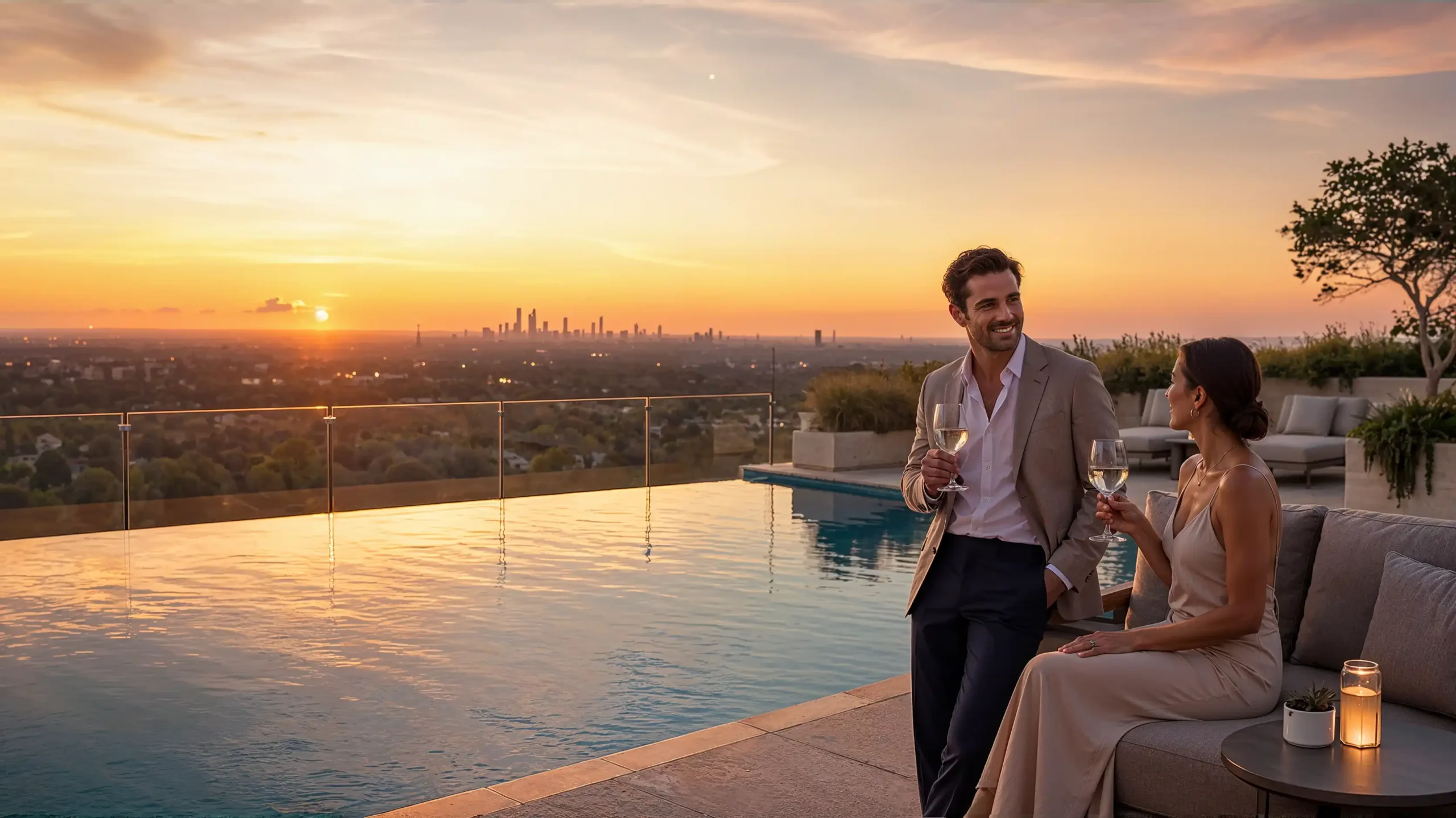 RAMS Park House Maslak — Sky Pool at Sunset
