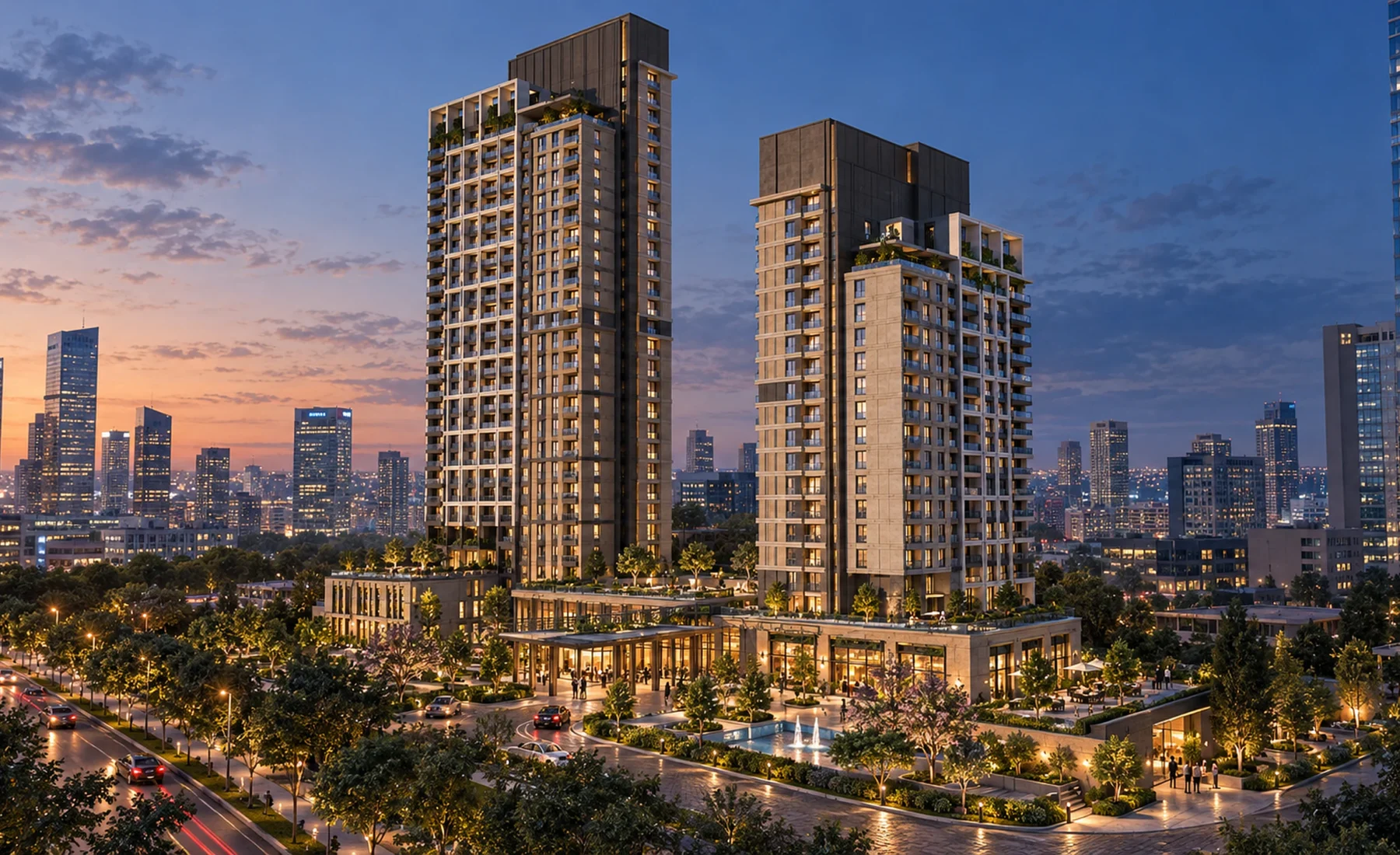 Representative blue-hour concept inspired by Avrupa Residence Oryapark